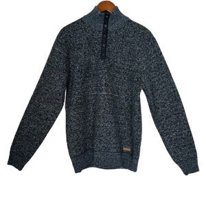 Buffalo David Bitton Quarter Snap Pullover Men L Multi Blue Logo Cozy Warm NWT